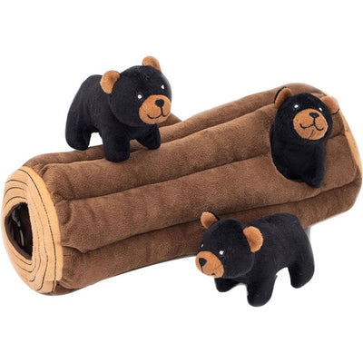 Zippypaws Burrow Black Bear Log