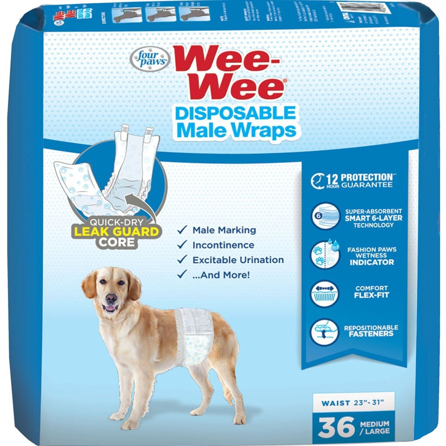 Wee-Wee Disposable Male Dog Wraps