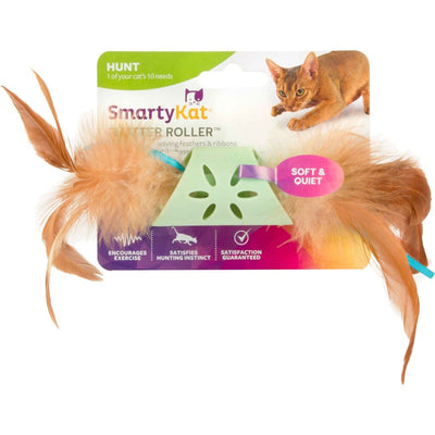 Smartykat Flutter Roller Feathers & Ribbon Cat Toy
