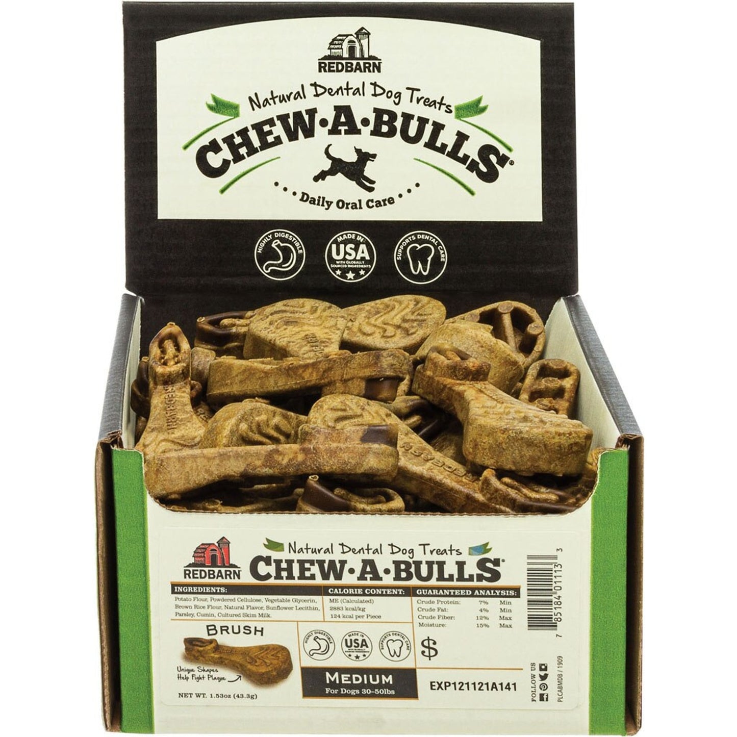 Redbarn Chew-A-Bulls Brush Dental Treats (Pack of 45)