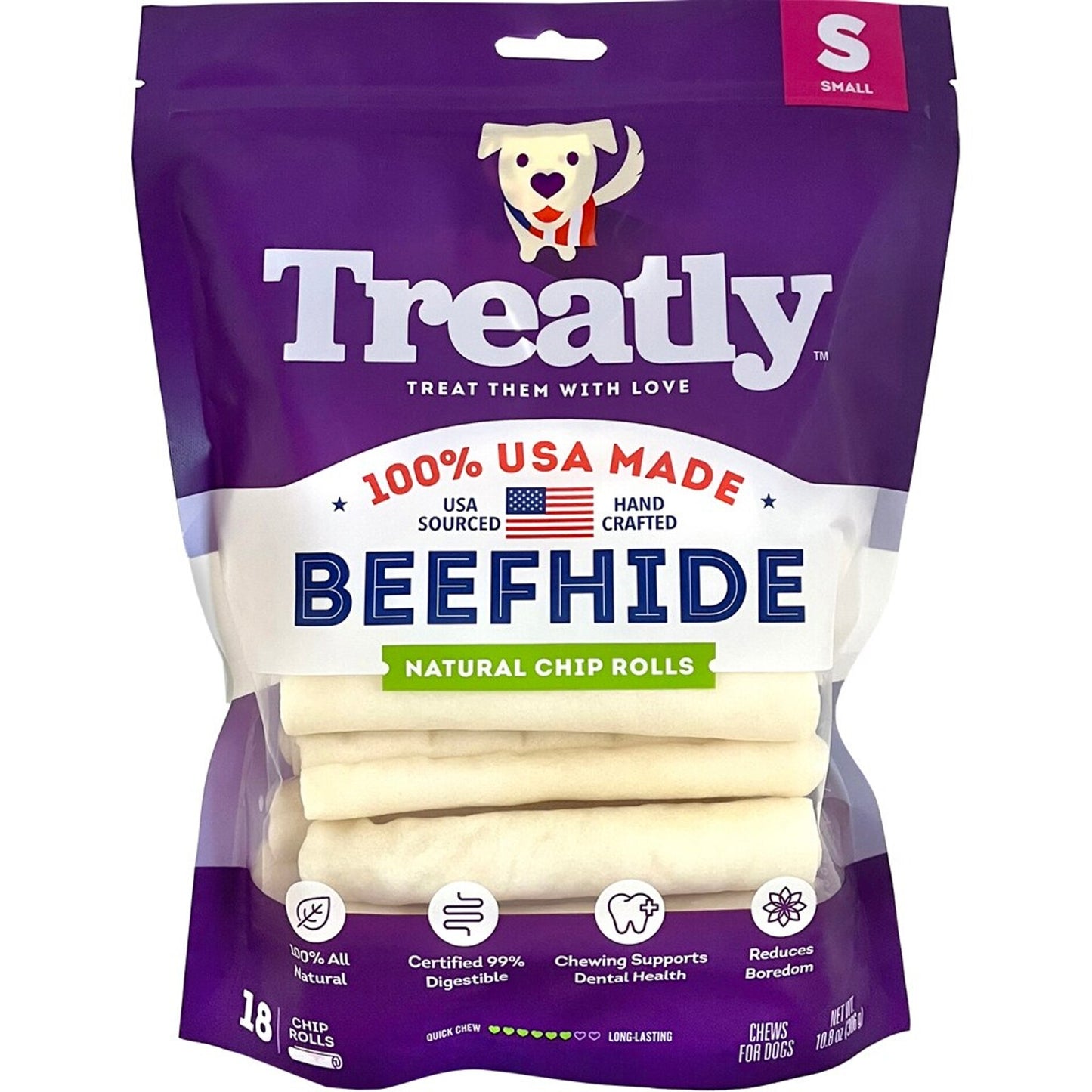 Treatly 100% Usa Beefhide Chip Rolls