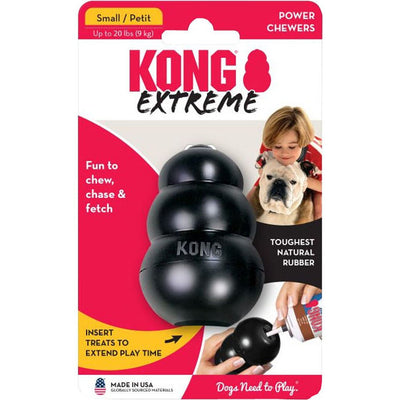 KONG Extreme Dog Toy - Fetch & Chew Toy - Treat-Filling Capabilities & Erratic Bounce for Extended Play Time Most Durable Natural Rubber Material - for Power Chewers - for Small Dogs