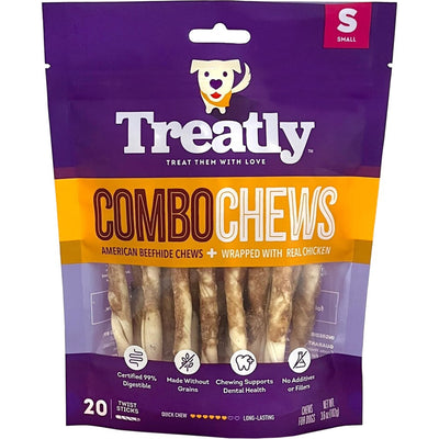 Treatly Beefhide Combo Chews Chip Rolls W/Meat Wra