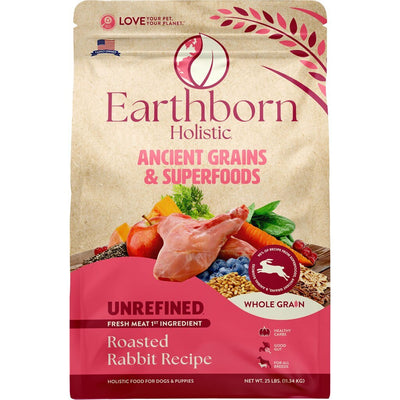 Earthborn Holistic Unrefined Roasted Rabbit with Ancient Grains & Superfoods Dry Dog Food 25 lb