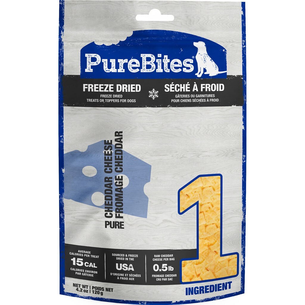 PureBites Cheese Freeze Dried Dog Treats, 1 Ingredient, Made in USA, 4.2oz