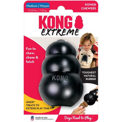 KONG Extreme Dog Toy - Fetch & Chew Toy - Treat-Filling Capabilities & Erratic Bounce for Extended Play Time Most Durable Natural Rubber Material - for Power Chewers - for Medium Dogs