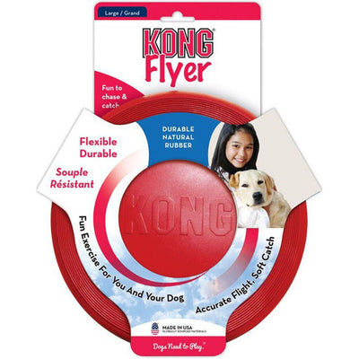 KONG Flyer - Durable Dog Toy for Outdoor Playtime - Natural Rubber Flying Disc, Dog Toy for Fetch - Safer Disc for Healthy Activity - for Medium/Large Dogs