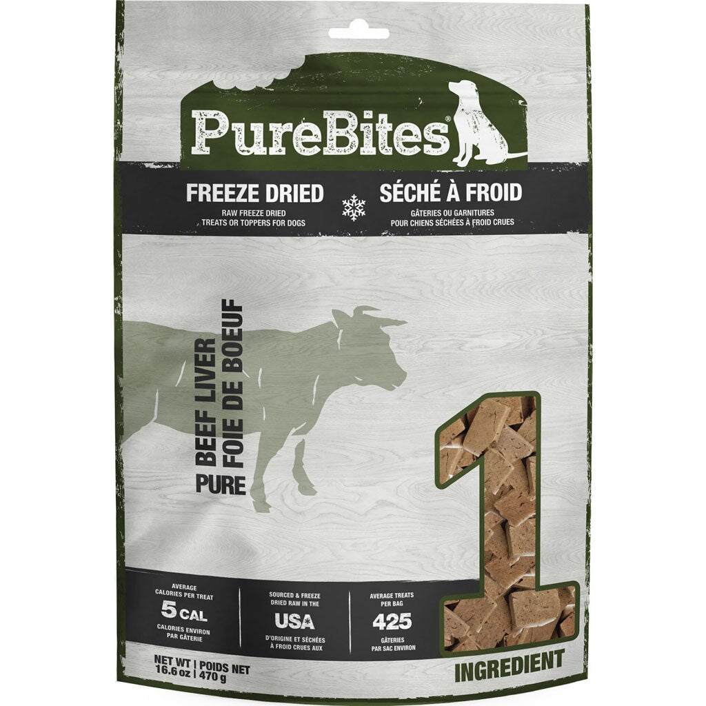 PureBites Beef Freeze Dried Dog Treats, 1 Ingredient, Made in USA, 16.6oz