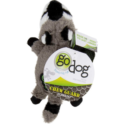 Godog Flatz Raccoon Squeaky Plush Flattie Dog Toy