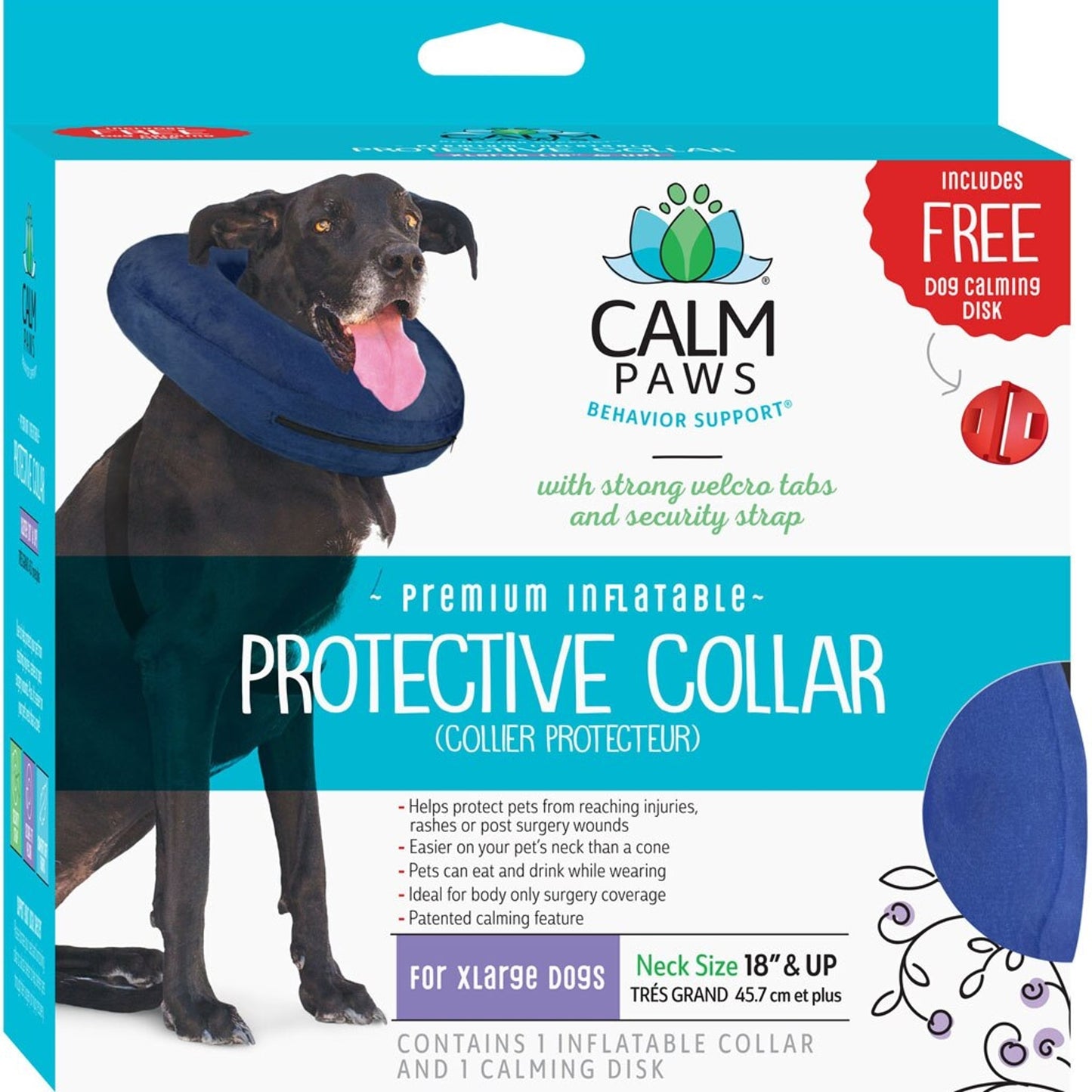Protective Inflatable Collar W/Dog Calming Disk