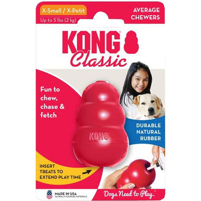 KONG Classic Stuffable Dog Toy - Fetch & Chew Toy for Dogs - Treat-Filling Capabilities & Erratic Bounce for Extended Play Time - Durable Natural Rubber Material - for Extra Small Dogs