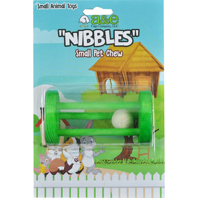 Nibbles Wooden Cylinder W/Ball Chew Toy
