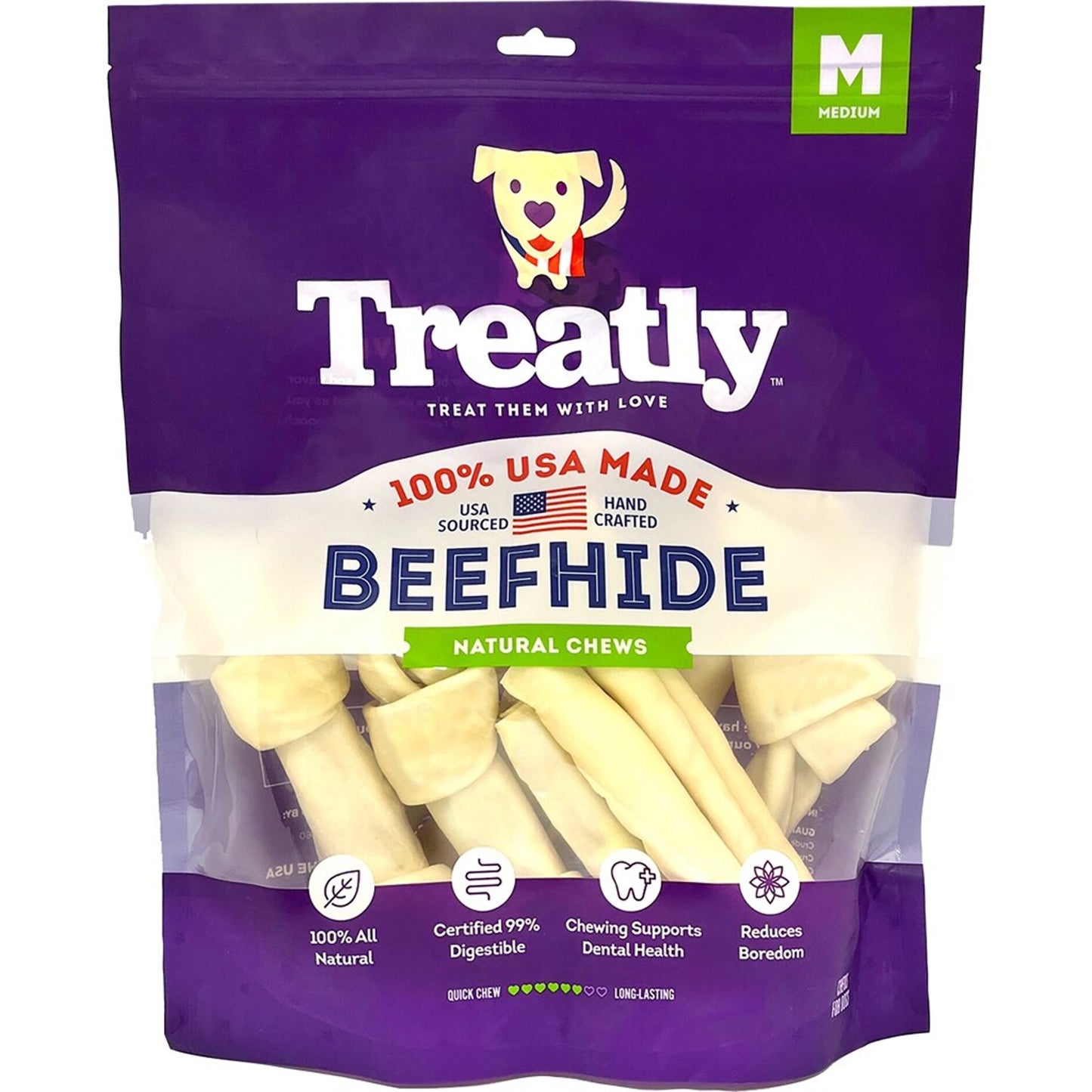 Treatly 100% Usa Beefhide Bones & Rolls