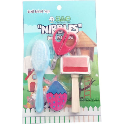 Nibbles Wood Grooming Kit W/Brushes And Scissors