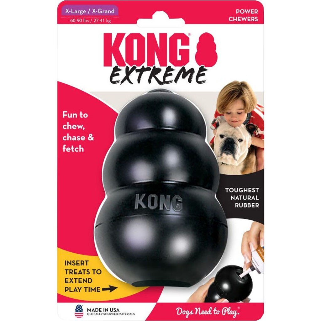 KONG Extreme Dog Toy - Fetch & Chew Toy - Treat-Filling Capabilities & Erratic Bounce for Extended Play Time Most Durable Natural Rubber Material - for Power Chewers - for X-Large Dogs