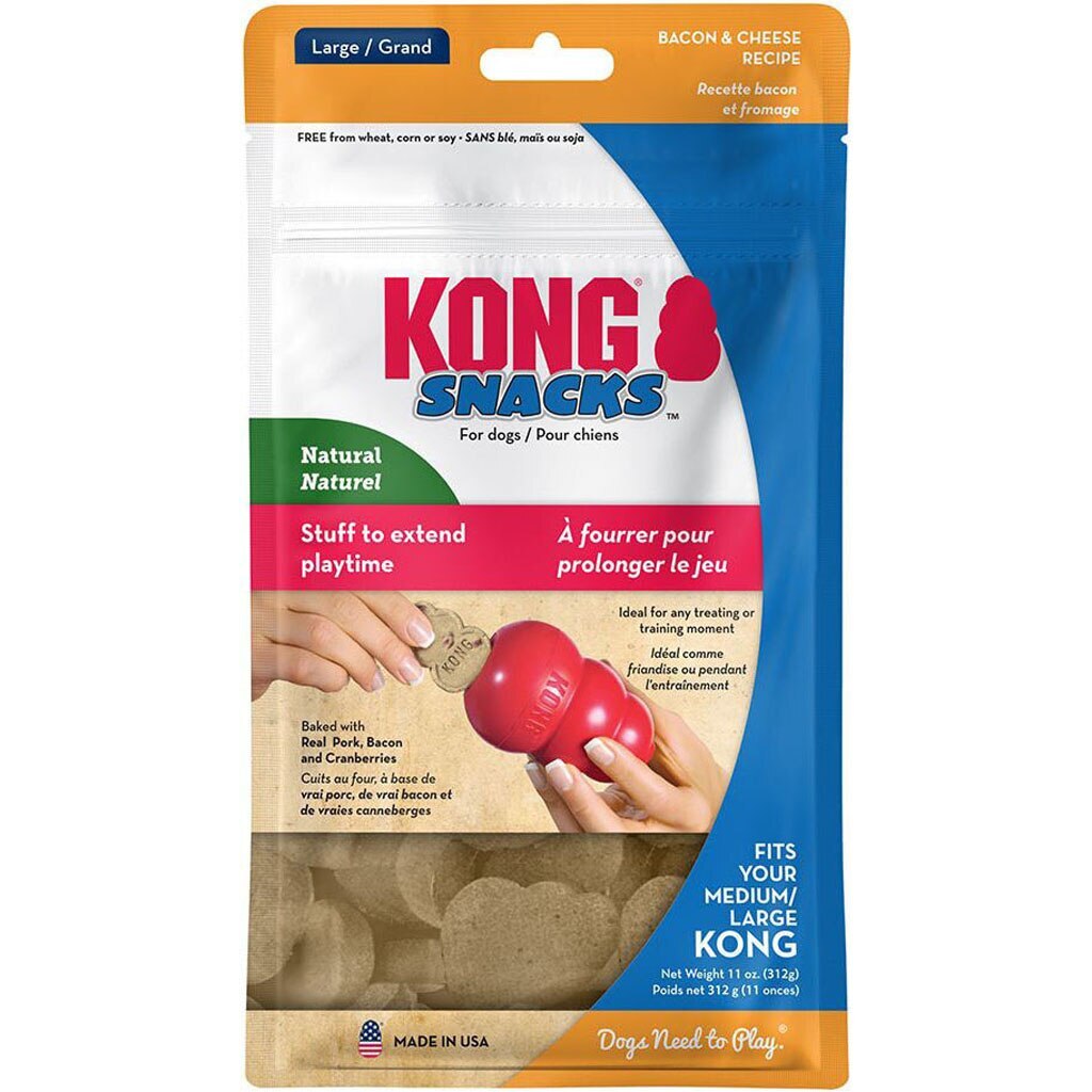 KONG - Snacks - All Natural Dog Treats Classic Rubber Toys - Bacon and Cheese Flavor for Large Dogs (11 Ounce)